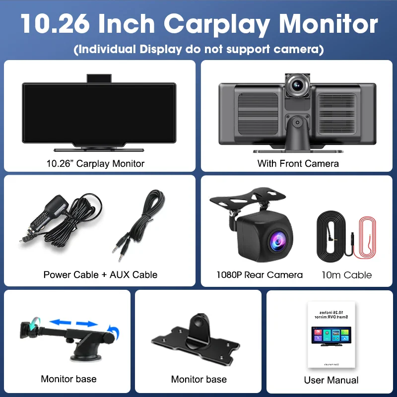 Jansite™ 10.26″ Smart Car Display with 4K Front & Rear Recording - Image 8