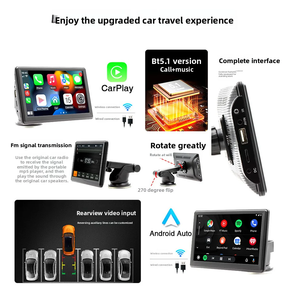 DriveHub™ Pro - 7 Inch Carplay/AndroidAuto Screen With Rear Cam - Image 3